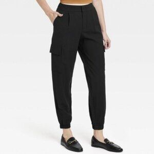 A New Day Black Cargo Jogger Trouser Pants Size 8 Women's